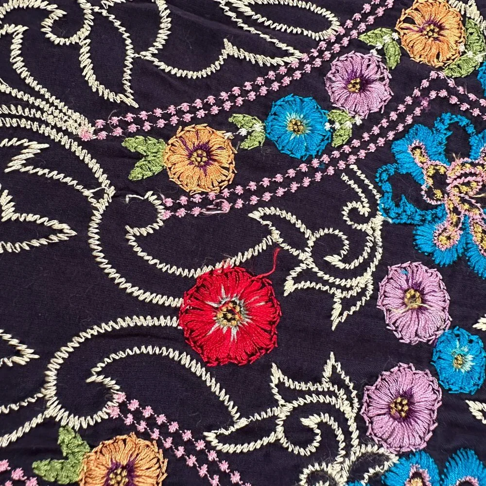 Maeve Anthropologie Kira Embroidered Tunic Dress Women's 10 Navy Blue - Picture 3 of 11